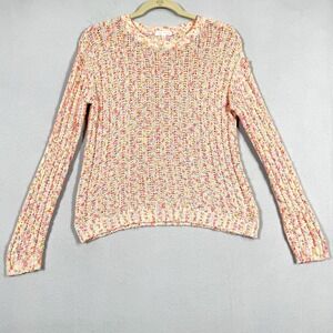 Lisa Todd Sweater Womens XS Skittles Rainbow Knit Confetti Pullover Crewneck